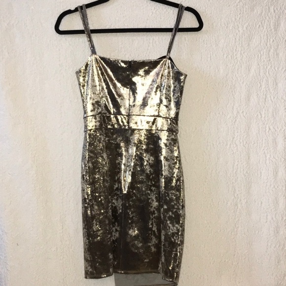 Zara Basic Gold Mini Dress NWOT - Picture 6 of 10